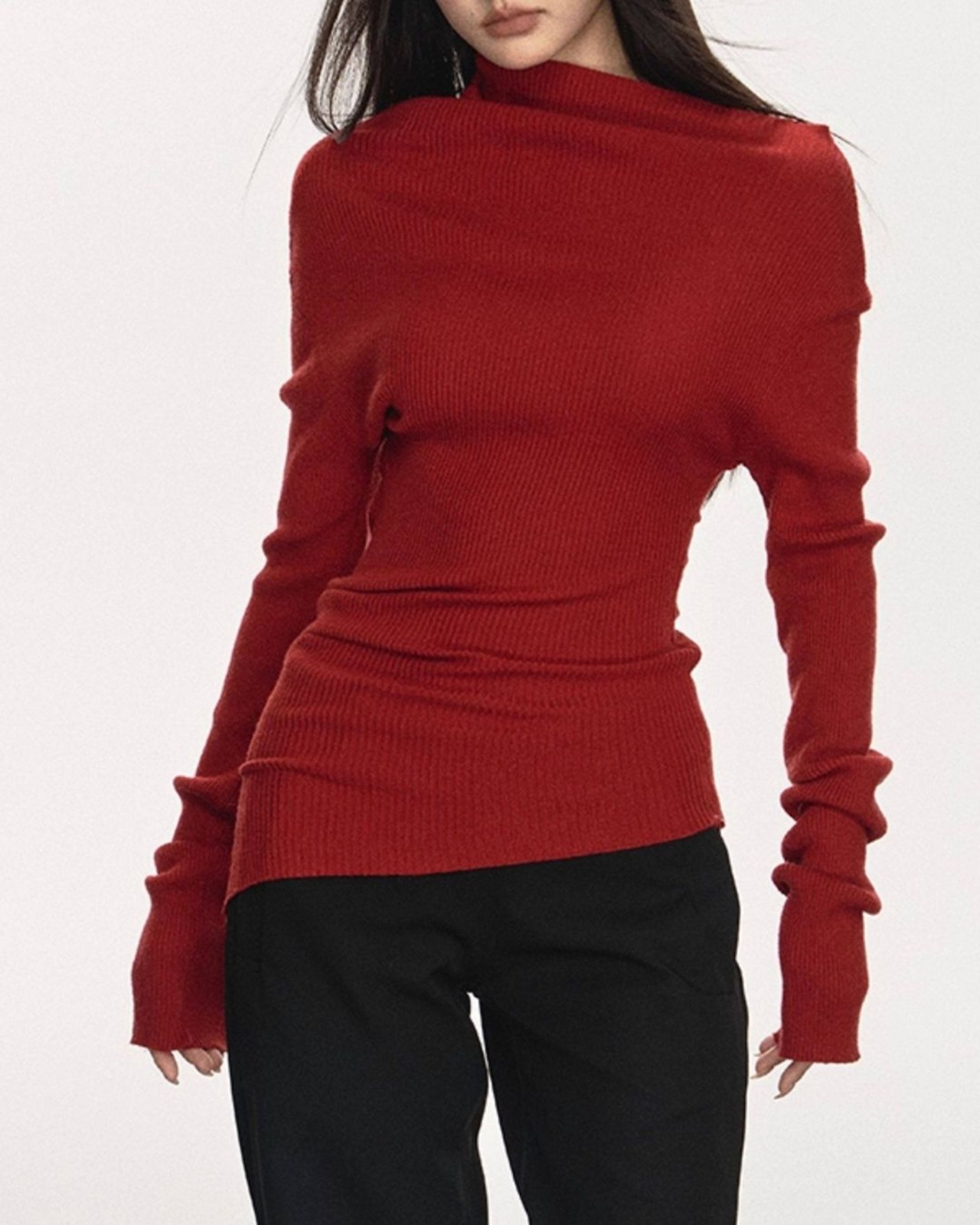 アシンメトリー オフショルダーニット 5color A0840 - 15