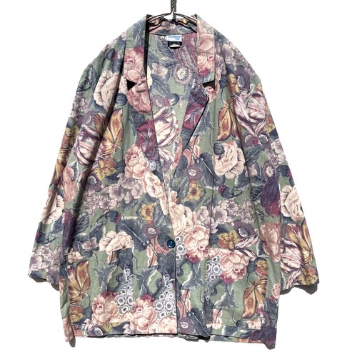 [Bedford-Made In USA] Vintage Flower Pattern Light Jacket [1980s-] Vintage Light Jacket