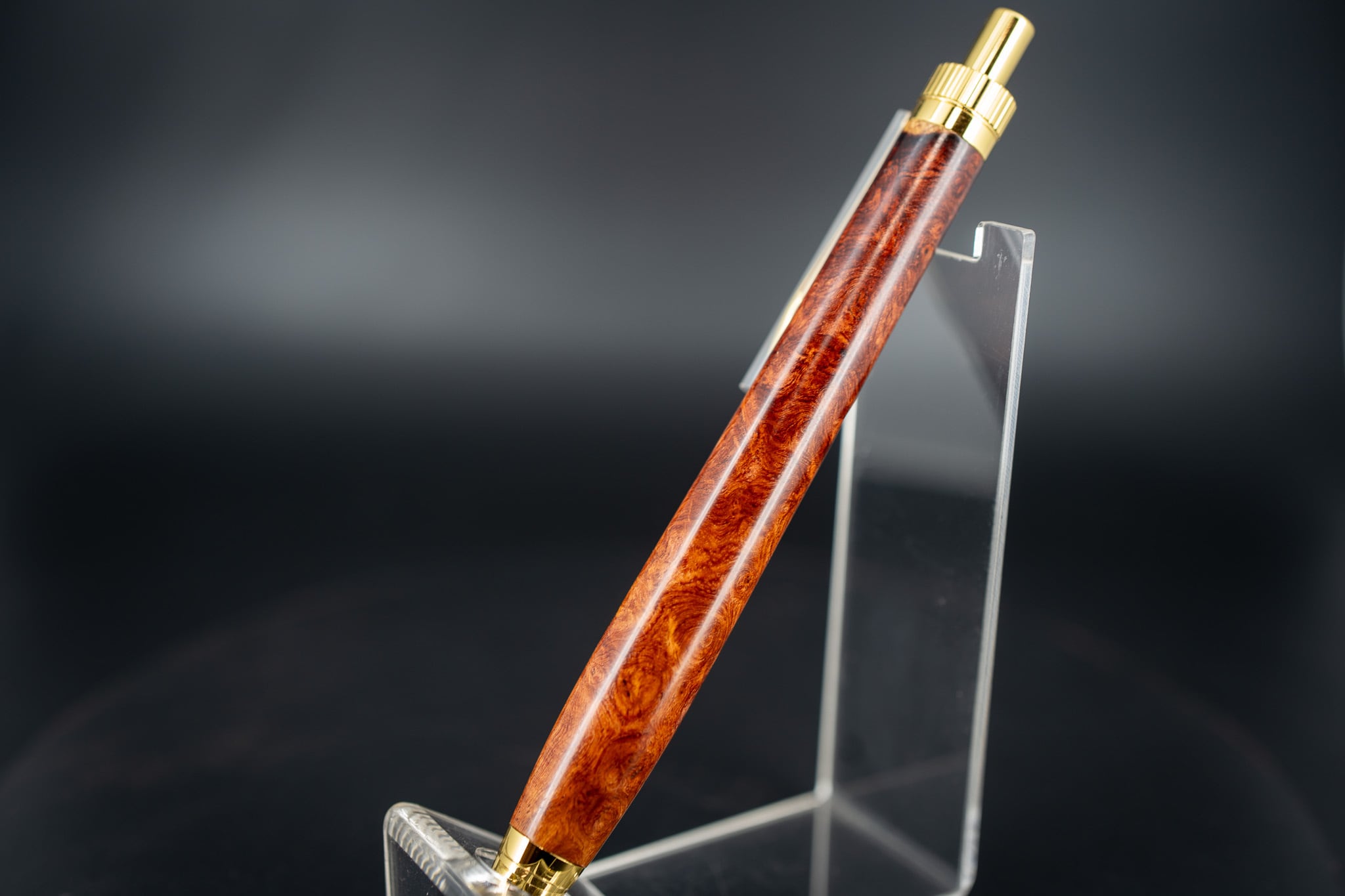 朱色の銘木】 花梨瘤 紅白 特上 象嵌 gold BP フルールドリス | 木軸