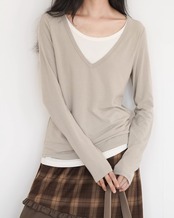 Fake layered long sleeve Tshirt T20310
