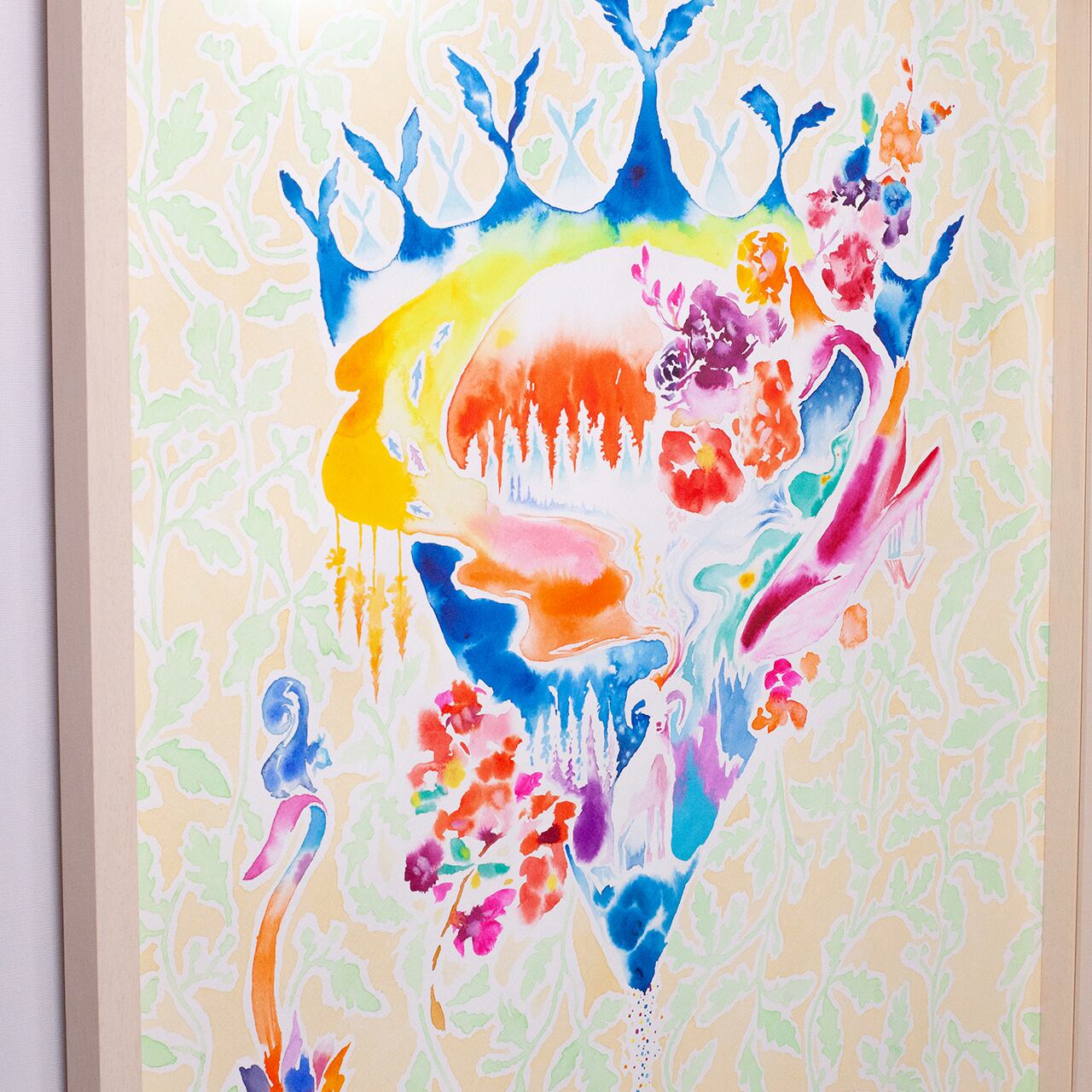 中国古美術・純手描き三尺中堂山水掛軸・水彩画・王原祁印款・書道品・絹本・一物一图 中国古美術・純手描き三尺中堂山水掛軸・水彩画・王原祁印款・書道品