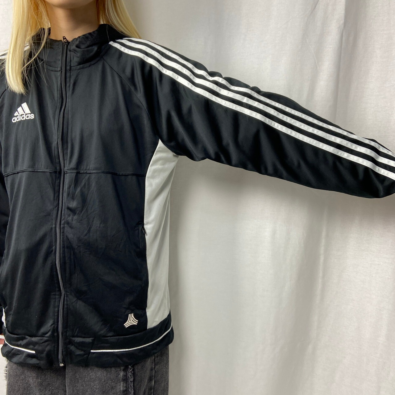 adidas トラックジャケット ジャージ アディダス 古着 希少モデル 黒灰 