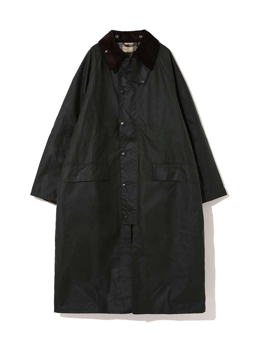 Barbour(ﾊﾞﾌﾞｱｰ) - OS BURGHLEY WAX LONG COAT/BLACK(ｵｰﾊﾞｰｻｲｽﾞﾊﾞｰﾚｰ