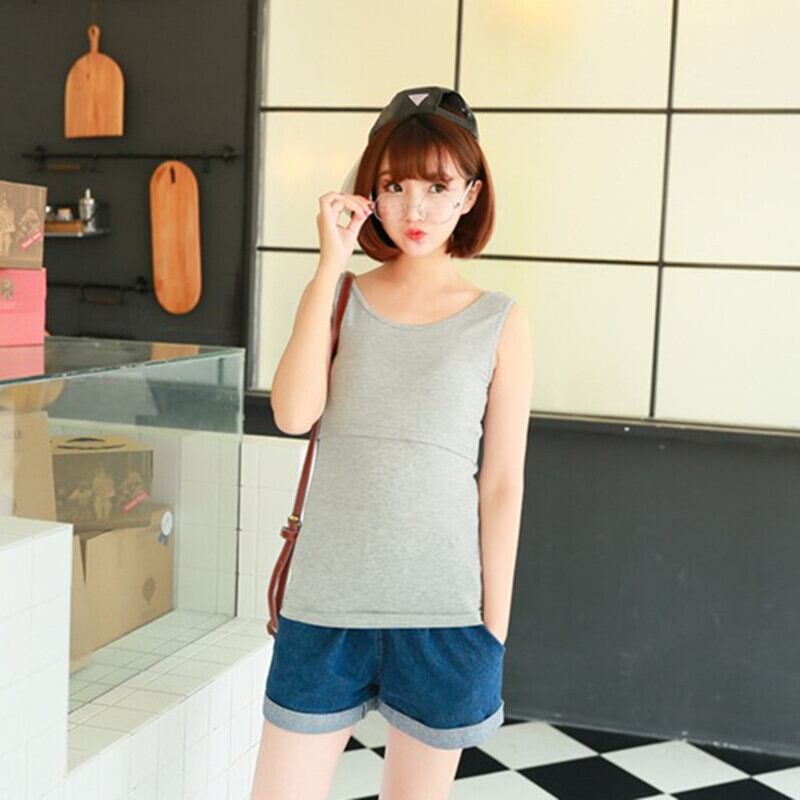 【新作】【送料無料】 夏の薄い綿のマタニティ看護ベストタンクトップ服妊娠中の女性ノースリーブ妊娠給餌キャミソールTシャツTシャツ コットン サマー 夏物 AL expec453644766380