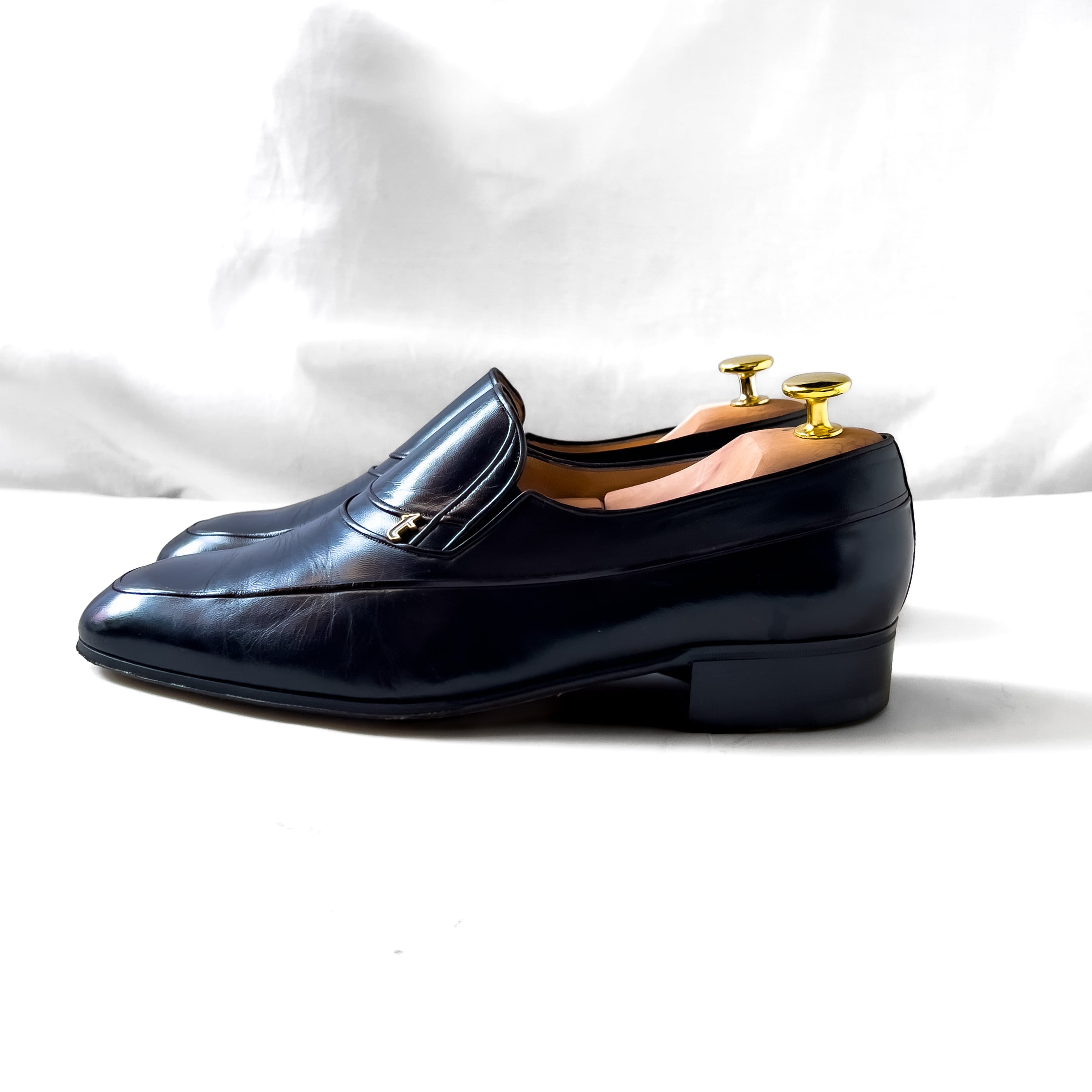 a. testoni” 7E black leather loafers made in italy AMEDEO TESTONI