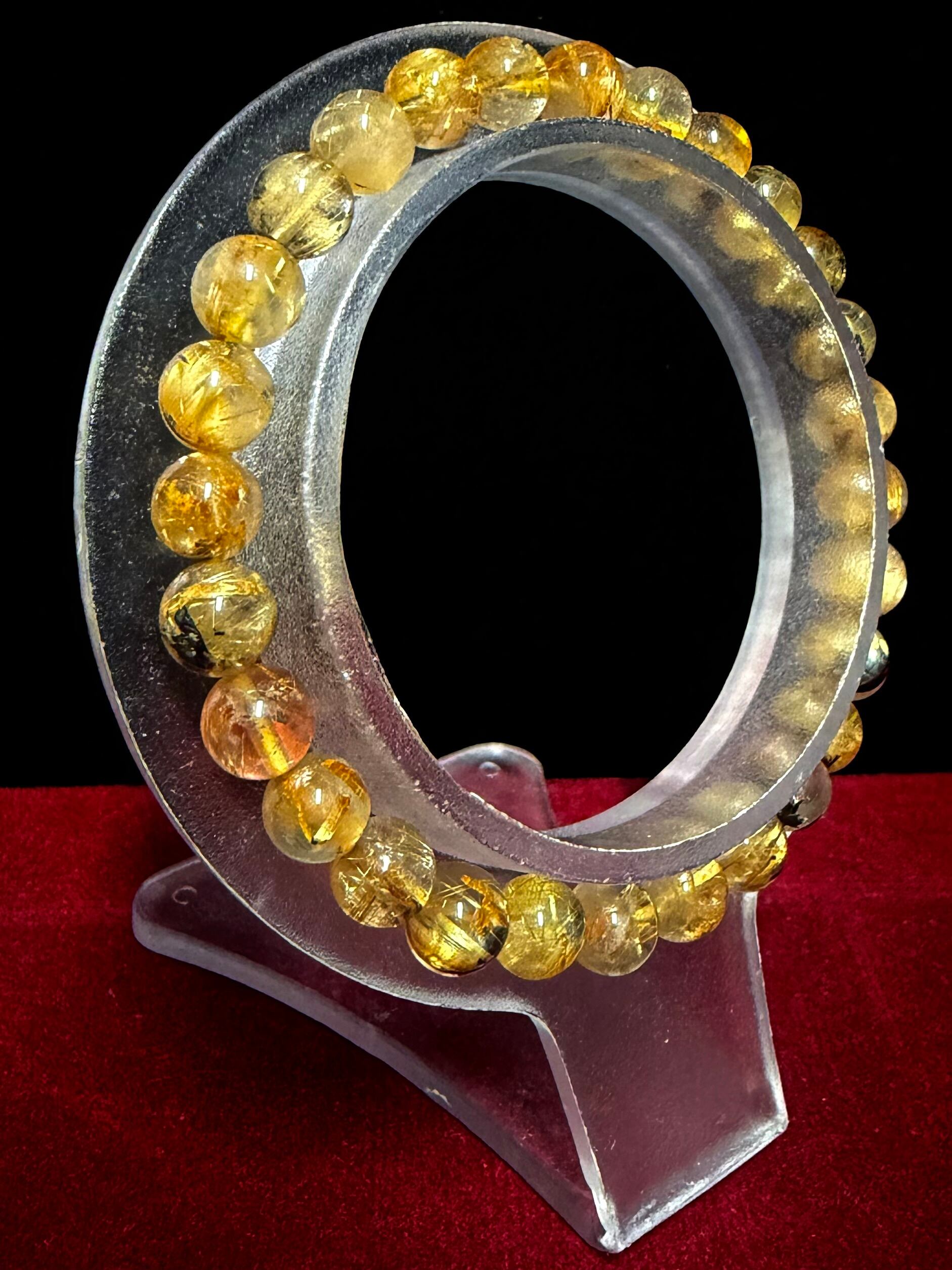 4) 美品!「ゴールド・ルチル」ブレスレット6.5mm
