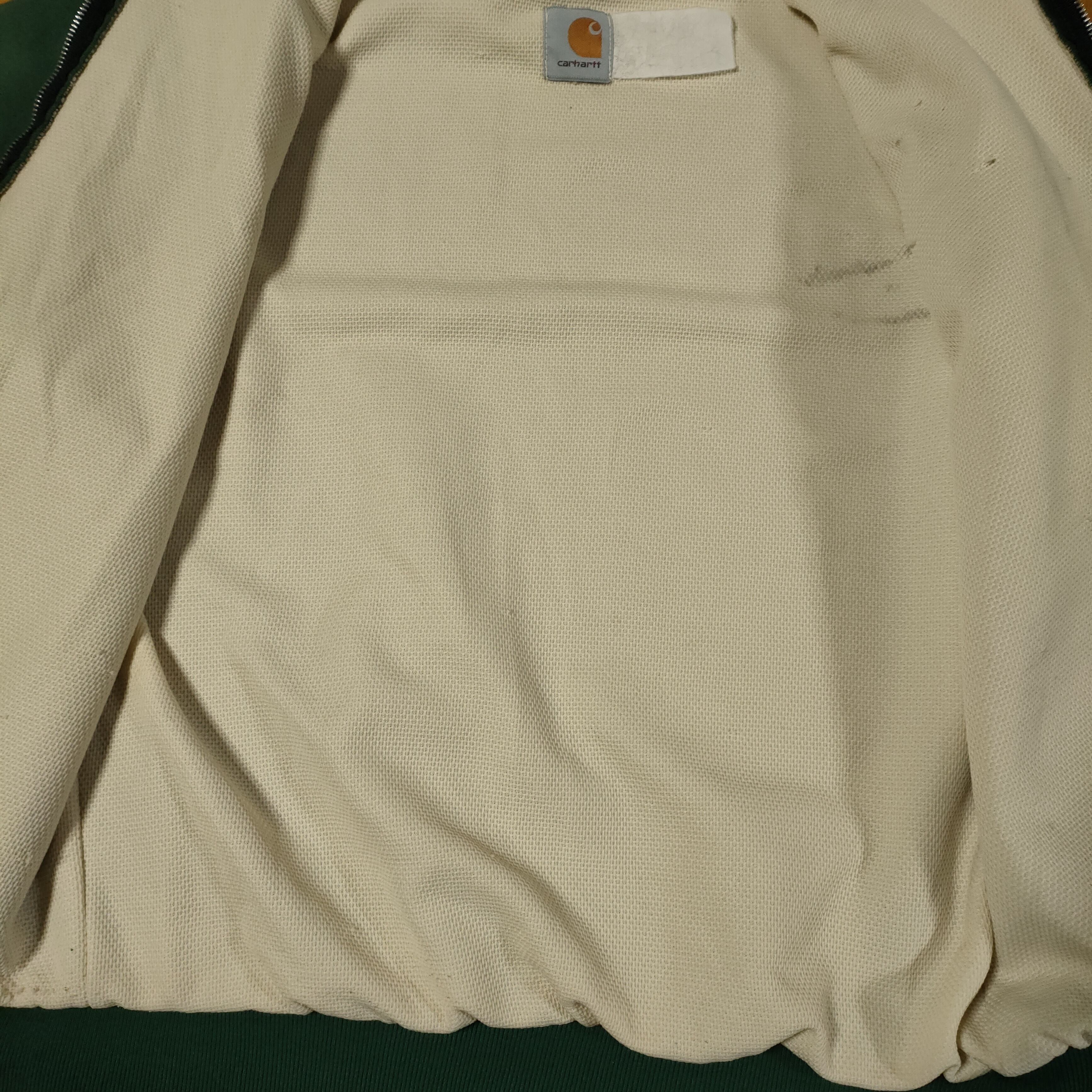 80-90s carhartt 裏サーマルジップアップパーカー グリーン MEDIUM 星