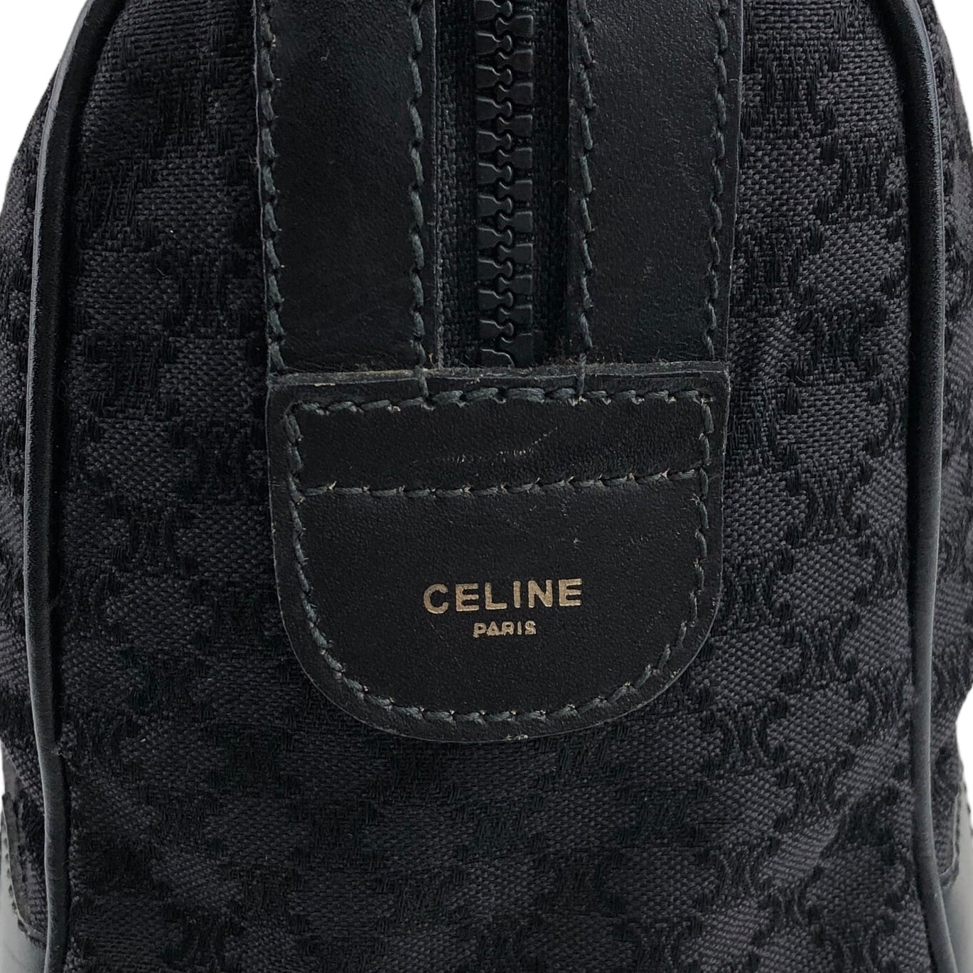 CELINE セリーヌ マカダム ハンドバッグ ブラック ブラゾン型押し