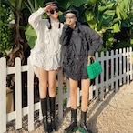 Patchwork ruffle collar shirt (ME321)