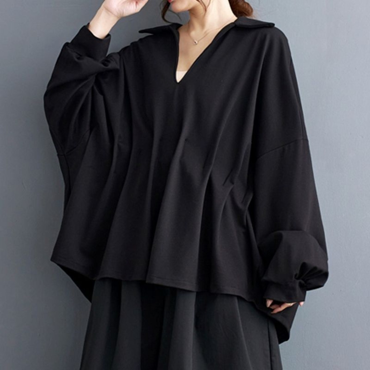 プリーツルーズ バットスリーブ シャツ 00141