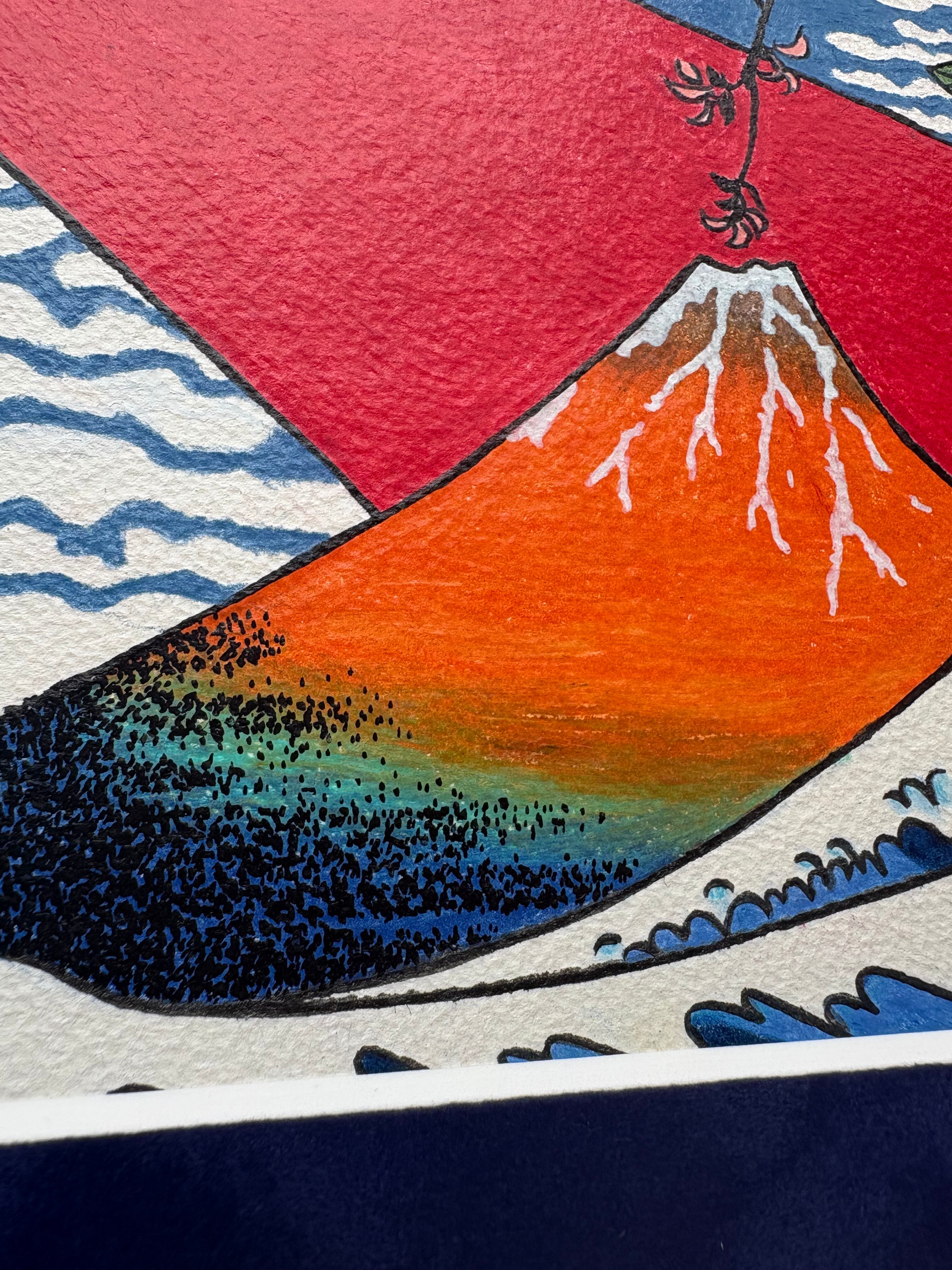 絵画色鉛筆風景画『日の出の逆さ富士』原画 hqdefault.jpg