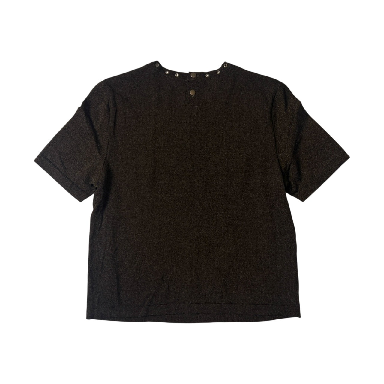 Lelian レリアン ラメ デザイン 半袖Tシャツ 11/ブラック ゴールド/レーヨン&ナイロン