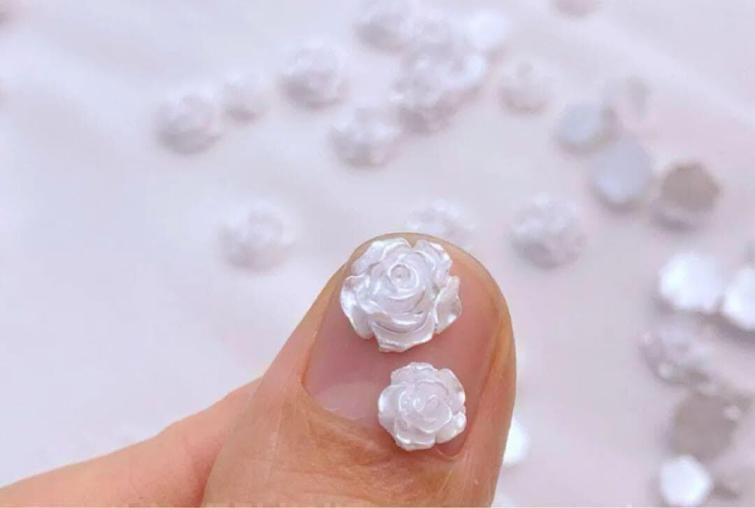 ネイル パーツ パール ネイル デコ アート 薔薇 花 ばら ホワイト