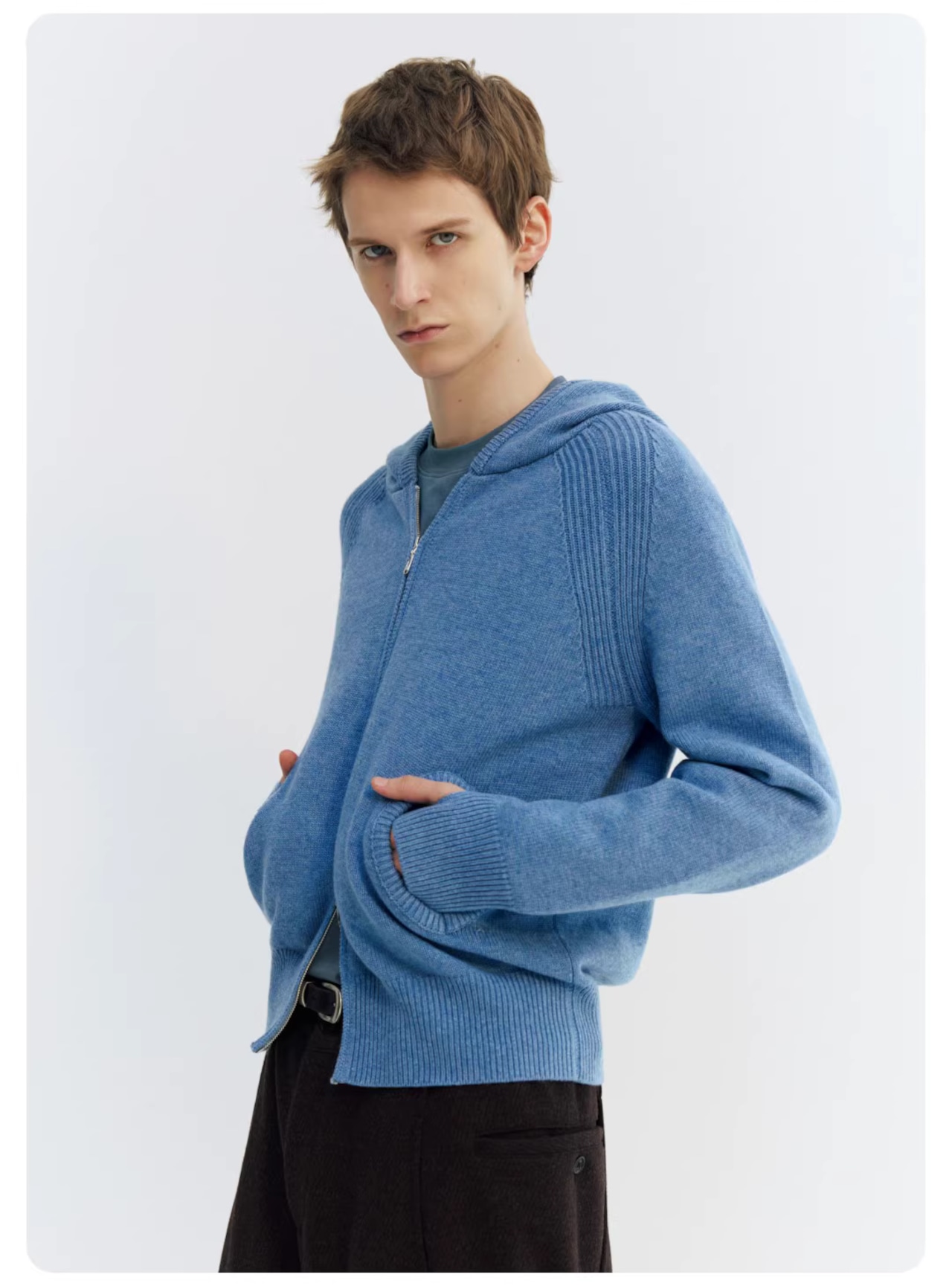 NORYBRAND Wool Hoodie Zip Sweater