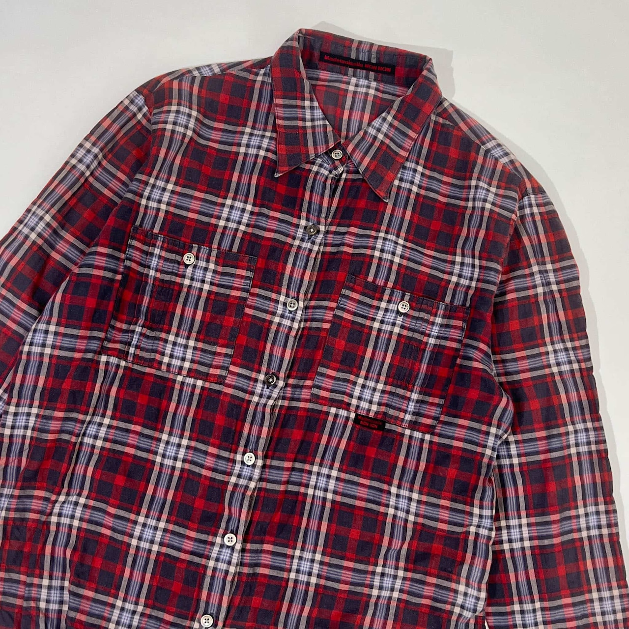 Mademoiselle NON NON マドモアゼル ノンノン チェック シャツ ブラウス M/レディース 薄手