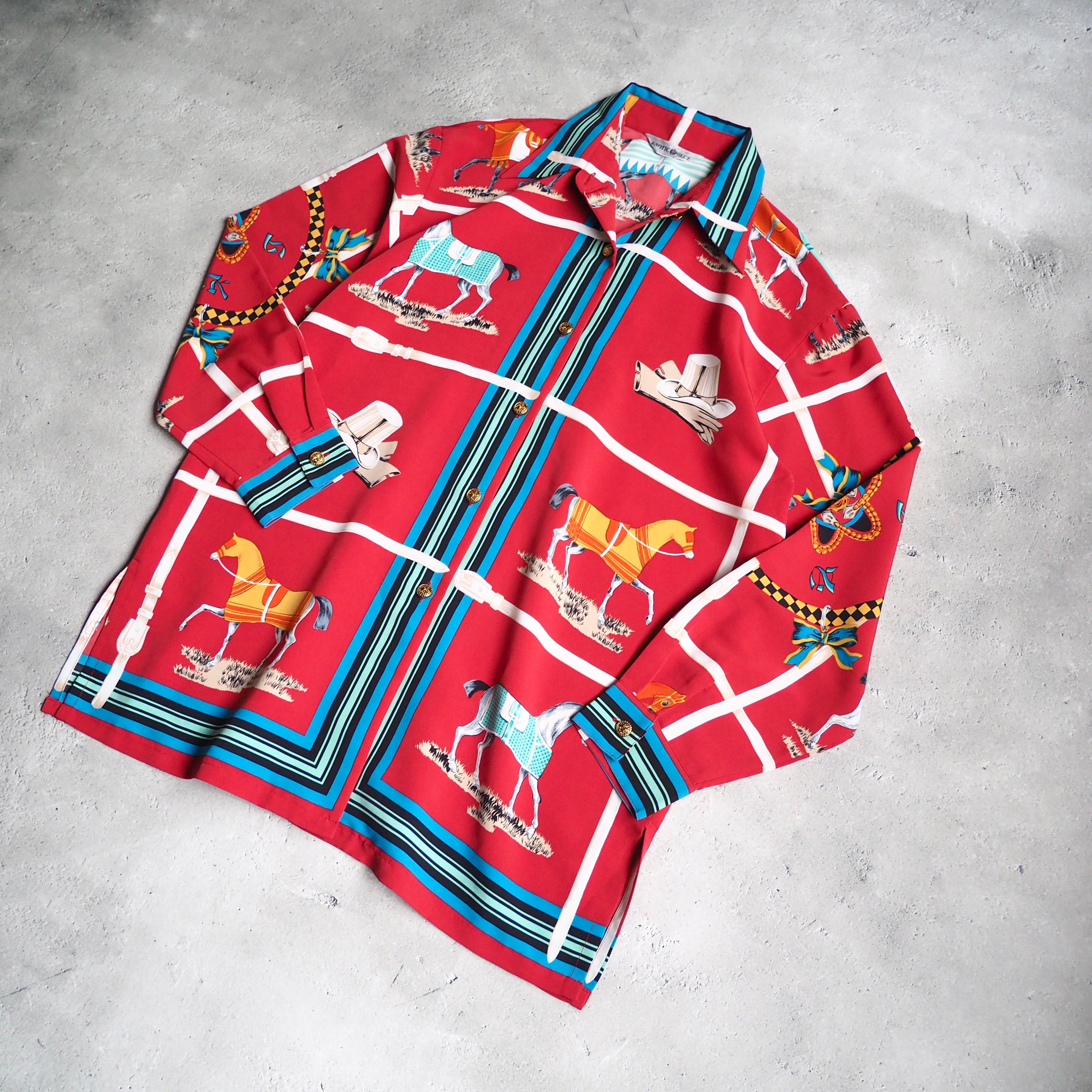 1990s Modern rétro × Luxury art Full pattern Vintage Drape shirt