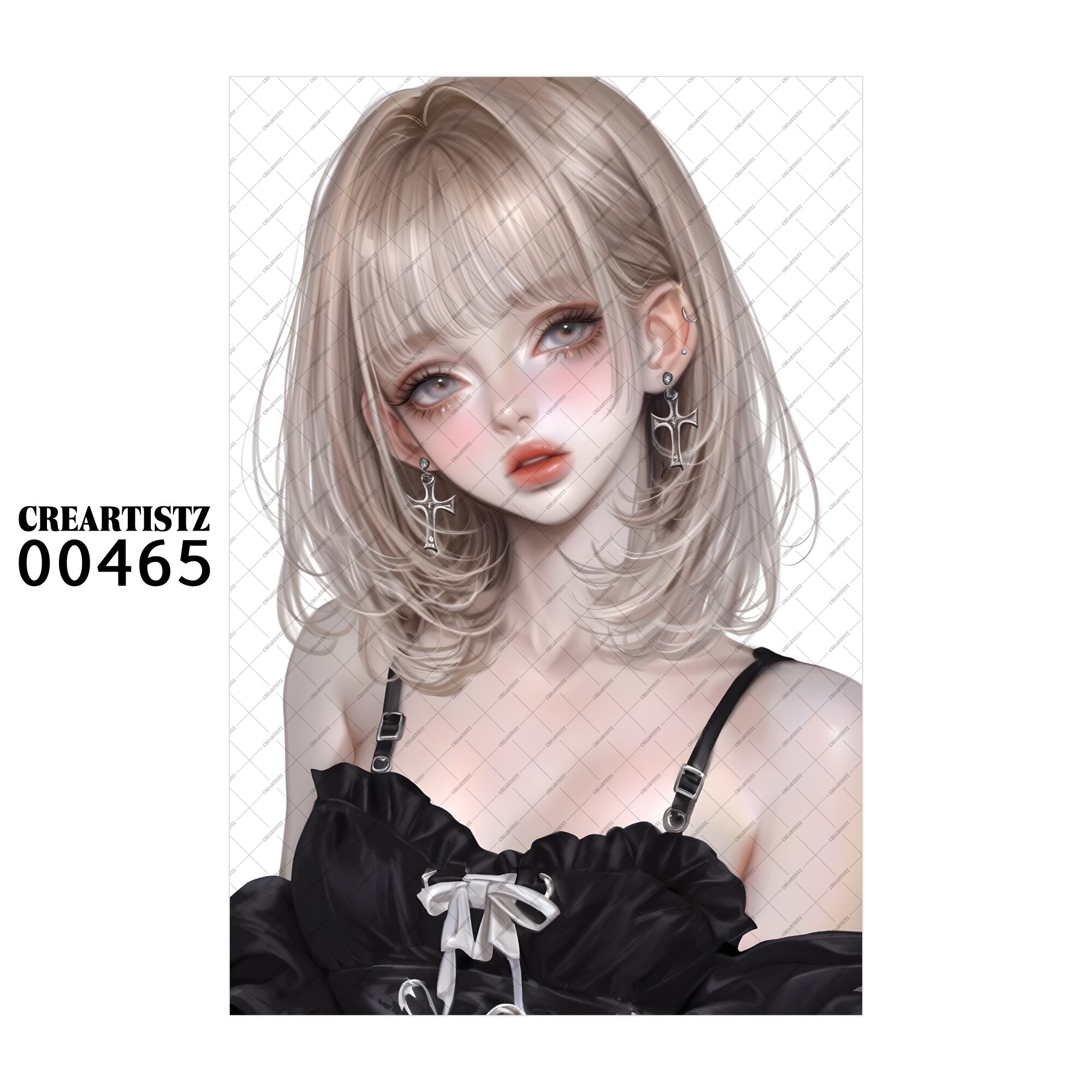 00465 ガール キュート オリジナル ペーパー/ステッカー 4枚セット CREARTISTZ