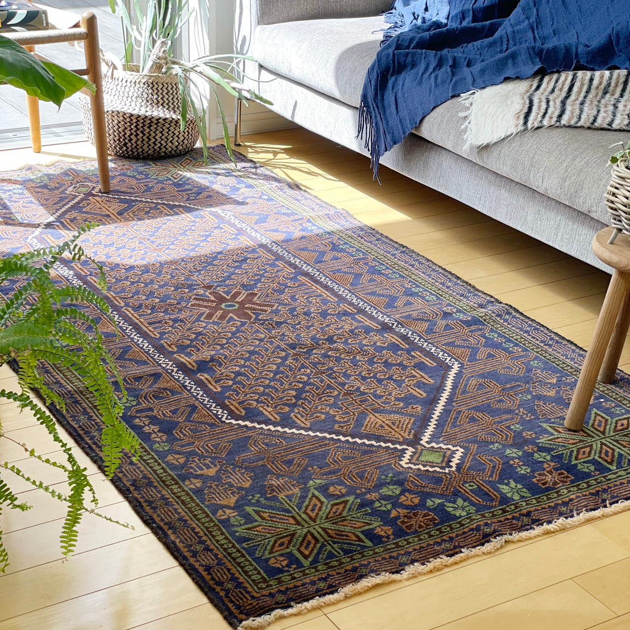 ヴィンテージラグ｜ラージ vintage rug large * ボタニカルネイビー 