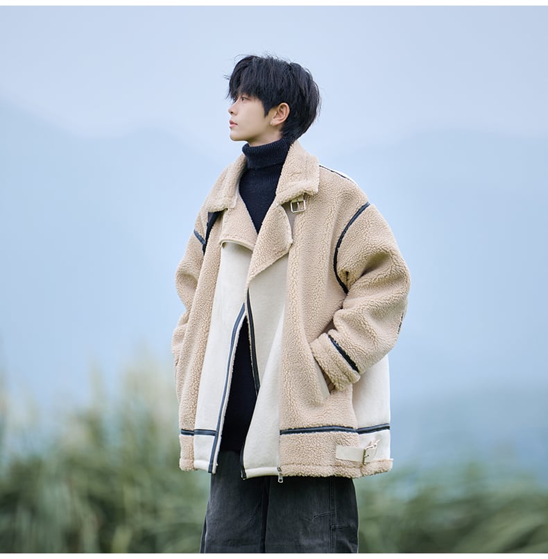 冬新作 ムートン風 暖かい 3色展開 ジャケット<S-12583> | MOYAMI