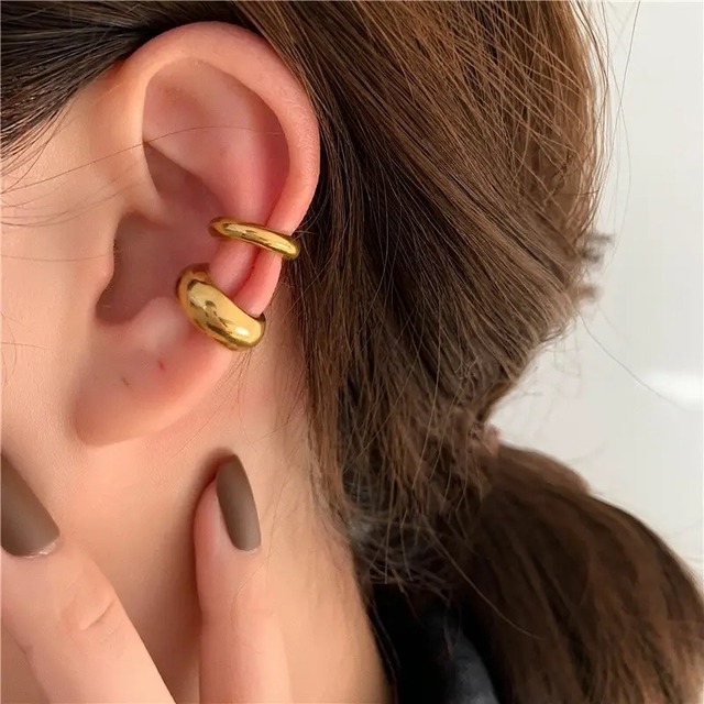 金アレ対応 316L 18k Drop Ear Cuff (0363)
