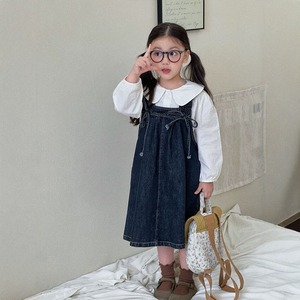 秋リボンデザインデニムサロペット