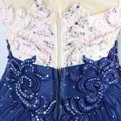 【社交ダンス衣装】ネイビー Dance fashion design room ワンピース ドレス アイボリー 紺色 高級感 上品 プリーツ デモ