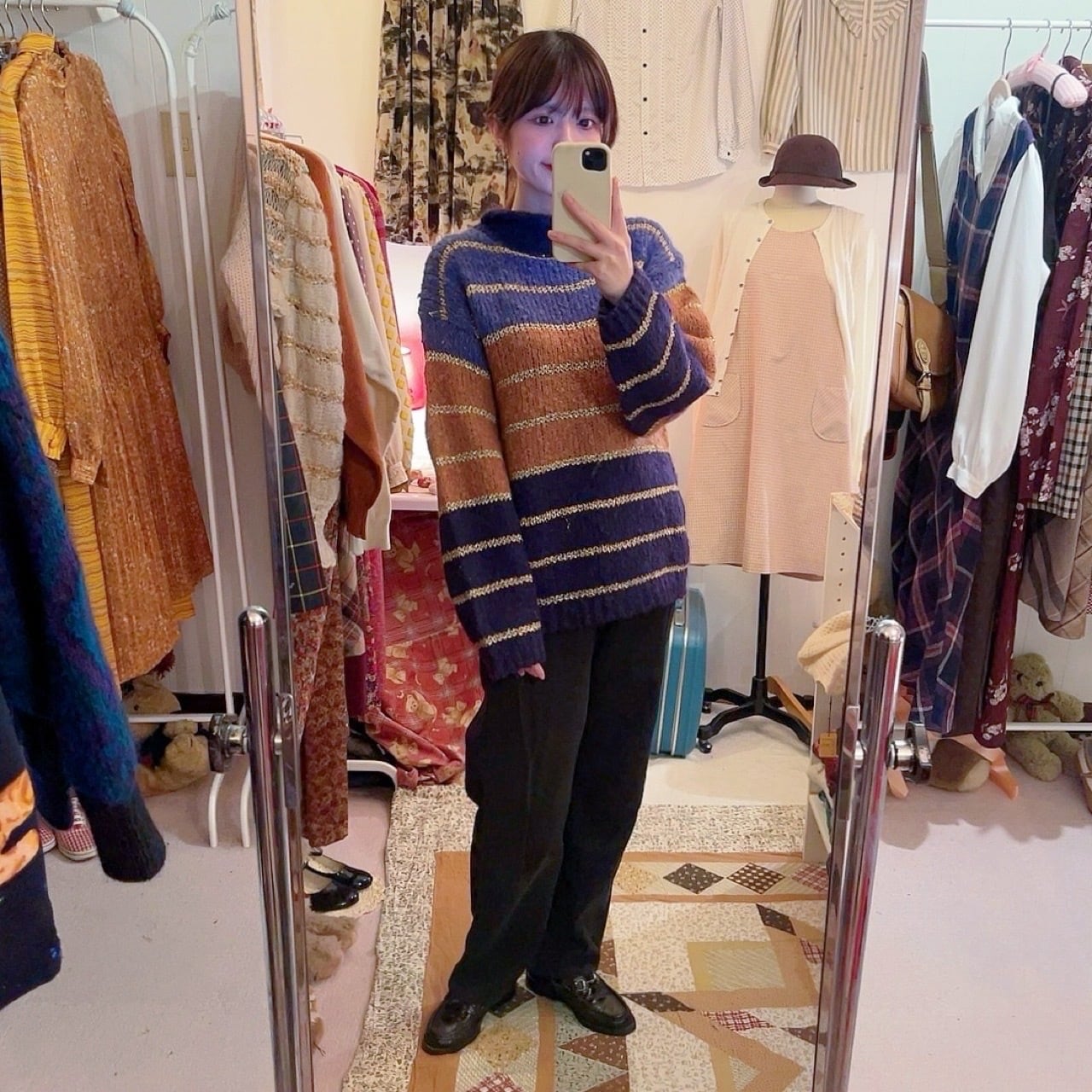purple lame gold high necked sweater