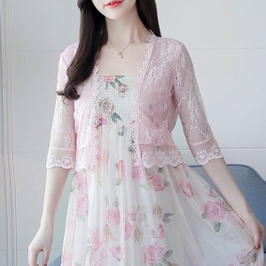 トップス レディース 送料無料 5色 レースカーディガン リブ スカラップ 総レース 透け感 薄手 シアー 五分袖 オーバーサイズ おしゃれ スタイル 小顔見せ 着痩せ 体型カバー インスタ トレンド きれいめ かわいい エレガント フェミニン 透け感 レース オフィス 通勤 OL お出かけ リゾート キュート ガーリー ローズレッド ブラック ホワイト ピンク アプリコット 上品 Vネック ハイウエスト レース ナチュラル ロマンチック パフスリーブ バルーンスリーブ S M L XL 2XL 3XL