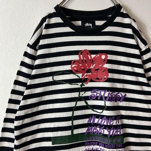 STUSSY border flower T-shirt size M 配送B