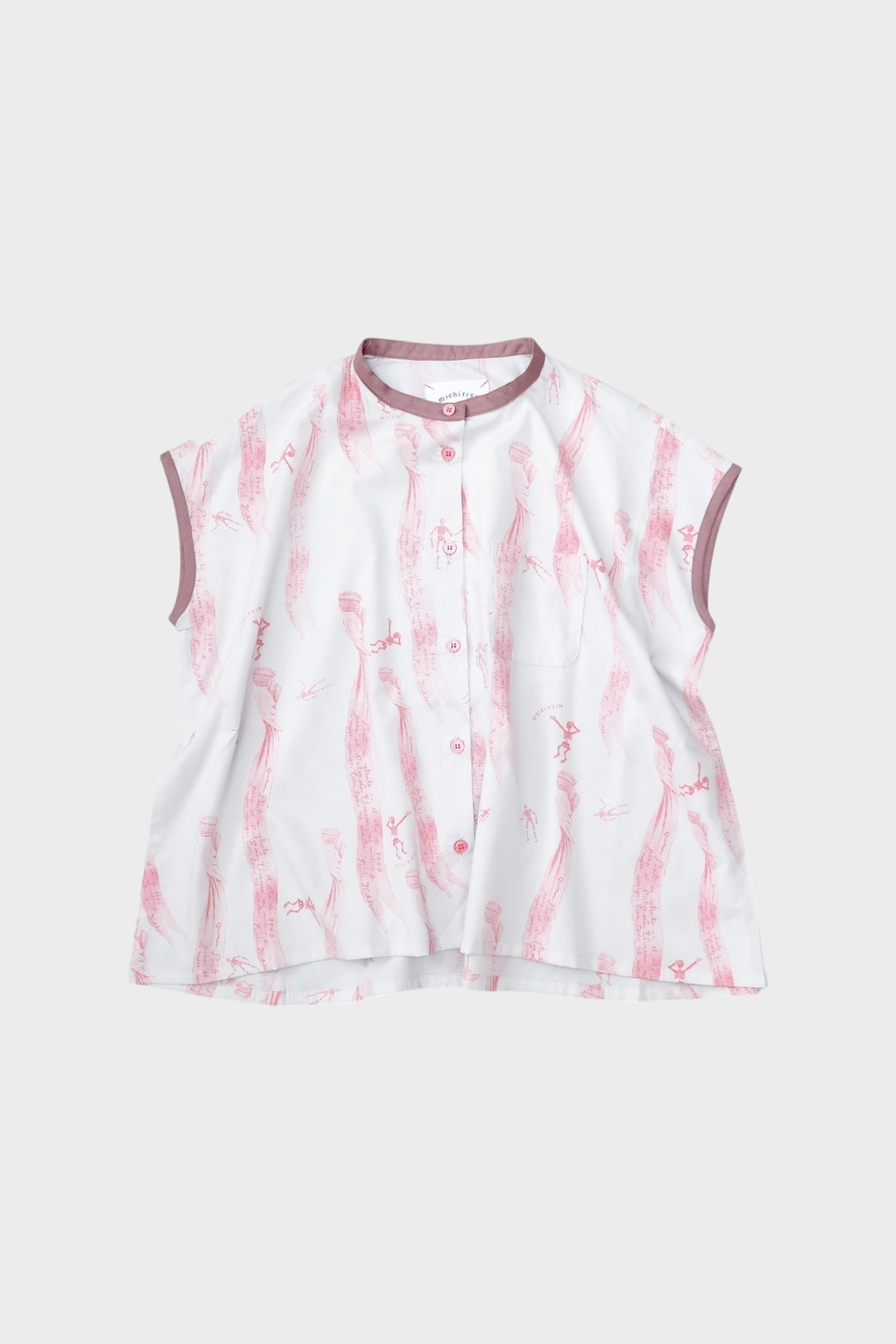 〈 michirico 25SS 〉 My dear Mexico TEX collarless shirts "シャツ" / ピンク / WOMENS