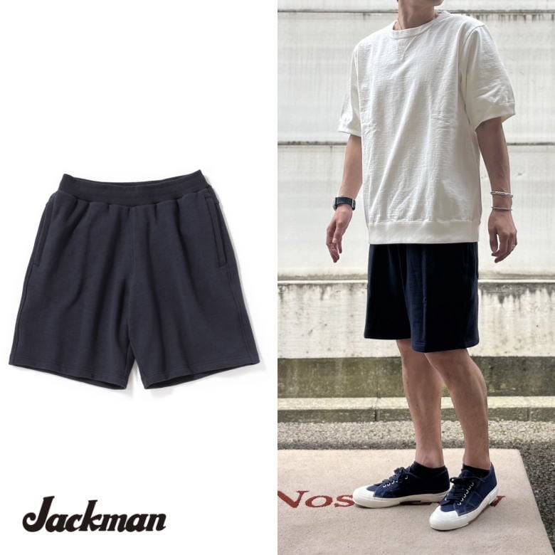 jackman JM4554 GG Sweat Shorts Navy ネイビー | noselow