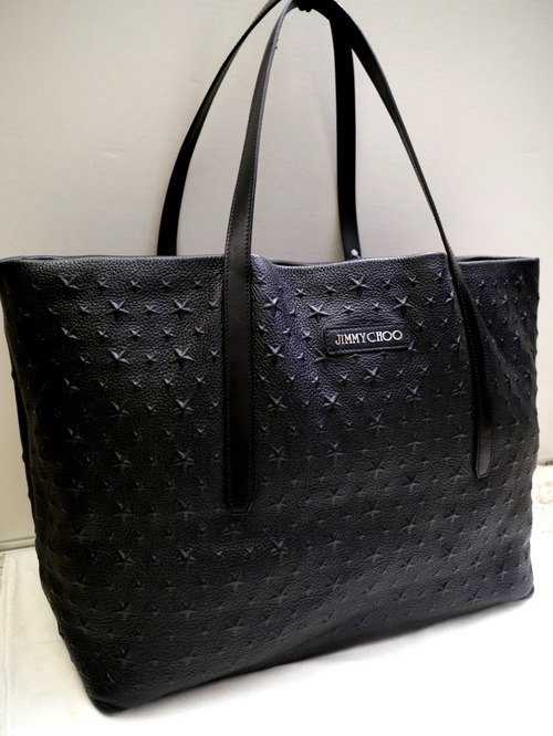 2018美品★JIMMYCHOO ジミーチュウ PIMLICO ピムリコ M メンズ 大容量 ☆エンボス加工レザー トート バッグ 黒★ ☆エンボスの大容量モデル