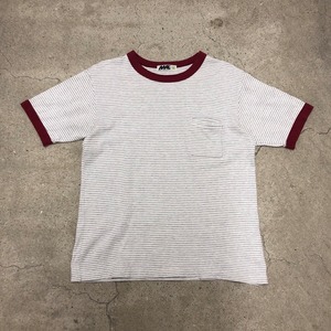 00s MORE ABOUT LESS/Border Pocket Tee/M/ボーダー柄ポケT/Tシャツ/リンガーT/グレー/モアアバウトレス