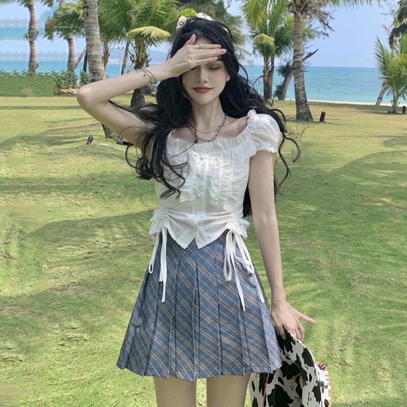 スリーブシャツ レディースサマーホワイトショートトップス 夏物 スーパーモール38158914265