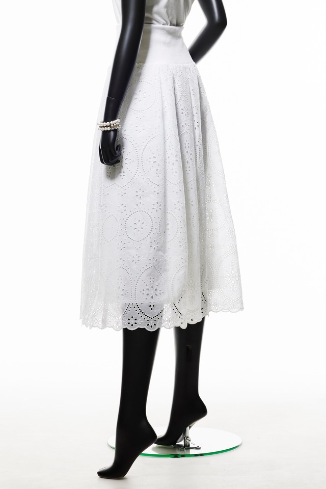 【221S017】タックロングスカート　A_ホワイト×ホワイト