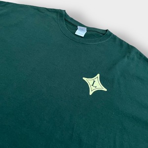 【GILDAN】ワンポイント ロゴ プリント Tシャツ 3XL ビッグシルエット 両面プリント バックプリント ディープグリーン 半袖 us古着