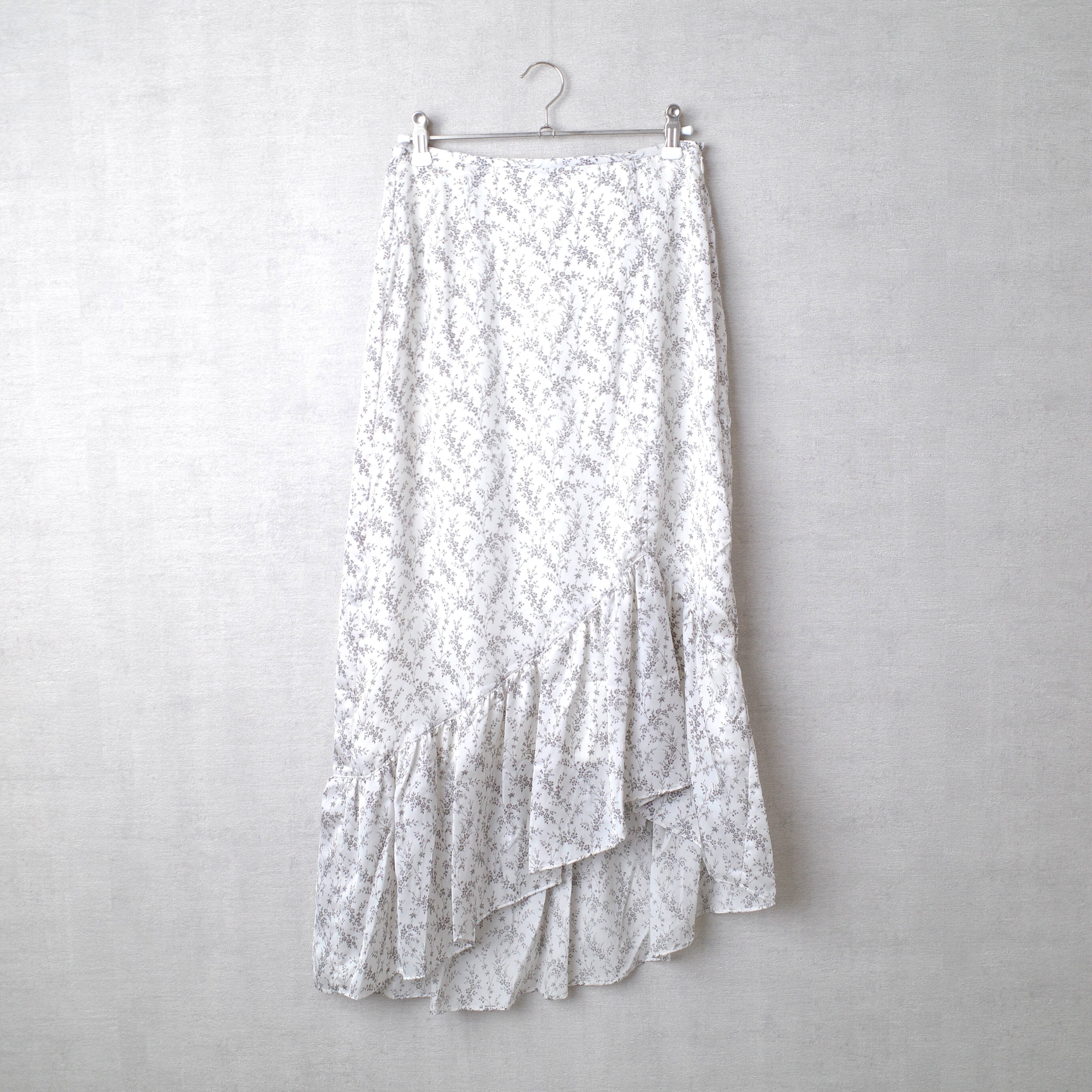 [NEW] CLANE	FLOWER FRILL SKIRT 16109-6001 WHITE