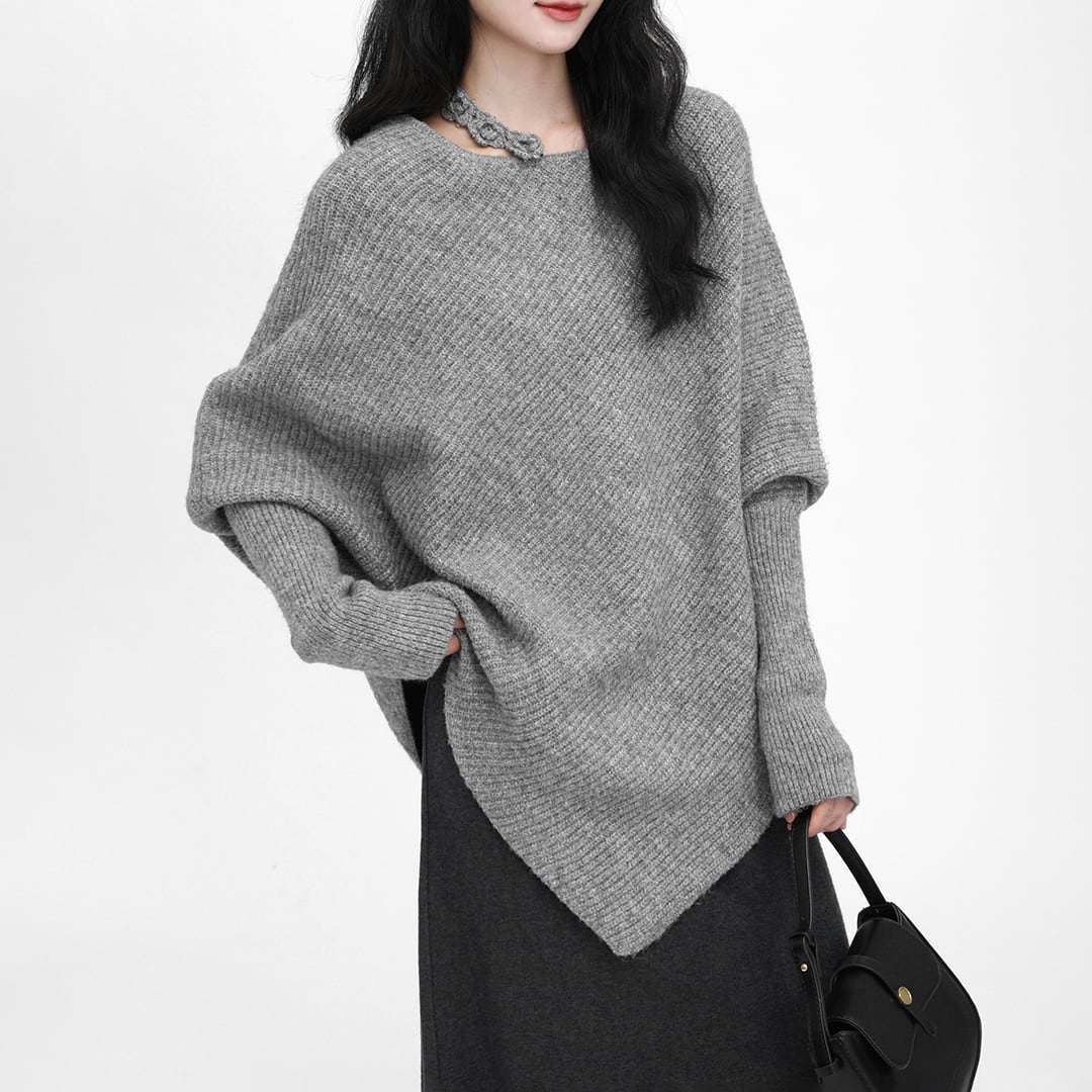 Gray loose casual long-sleeved knit sweater (SN236)