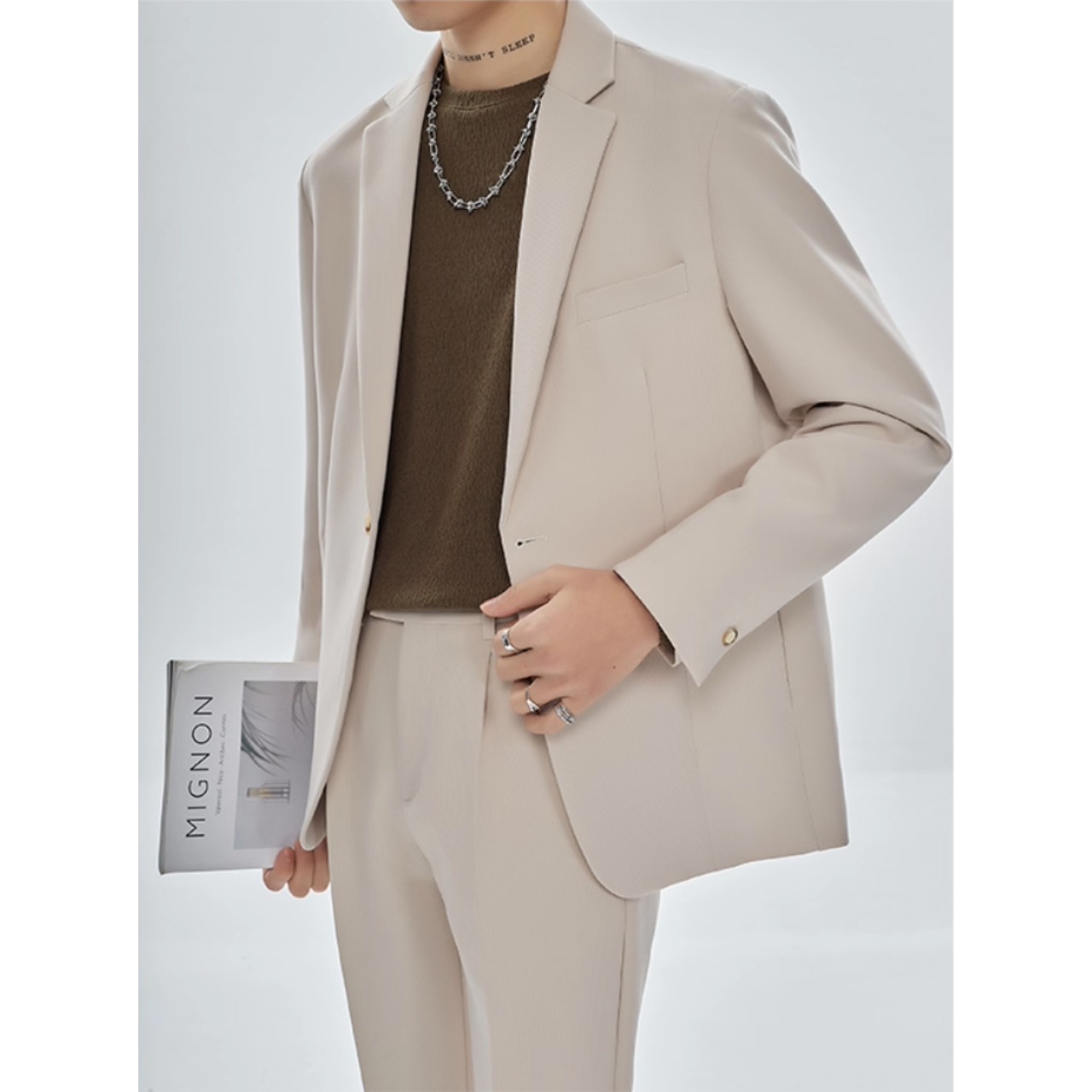 ヒップ丈 カジュアルジャケット＆パンツ セットアップ af0394