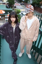 heart velour wide pants -gray-