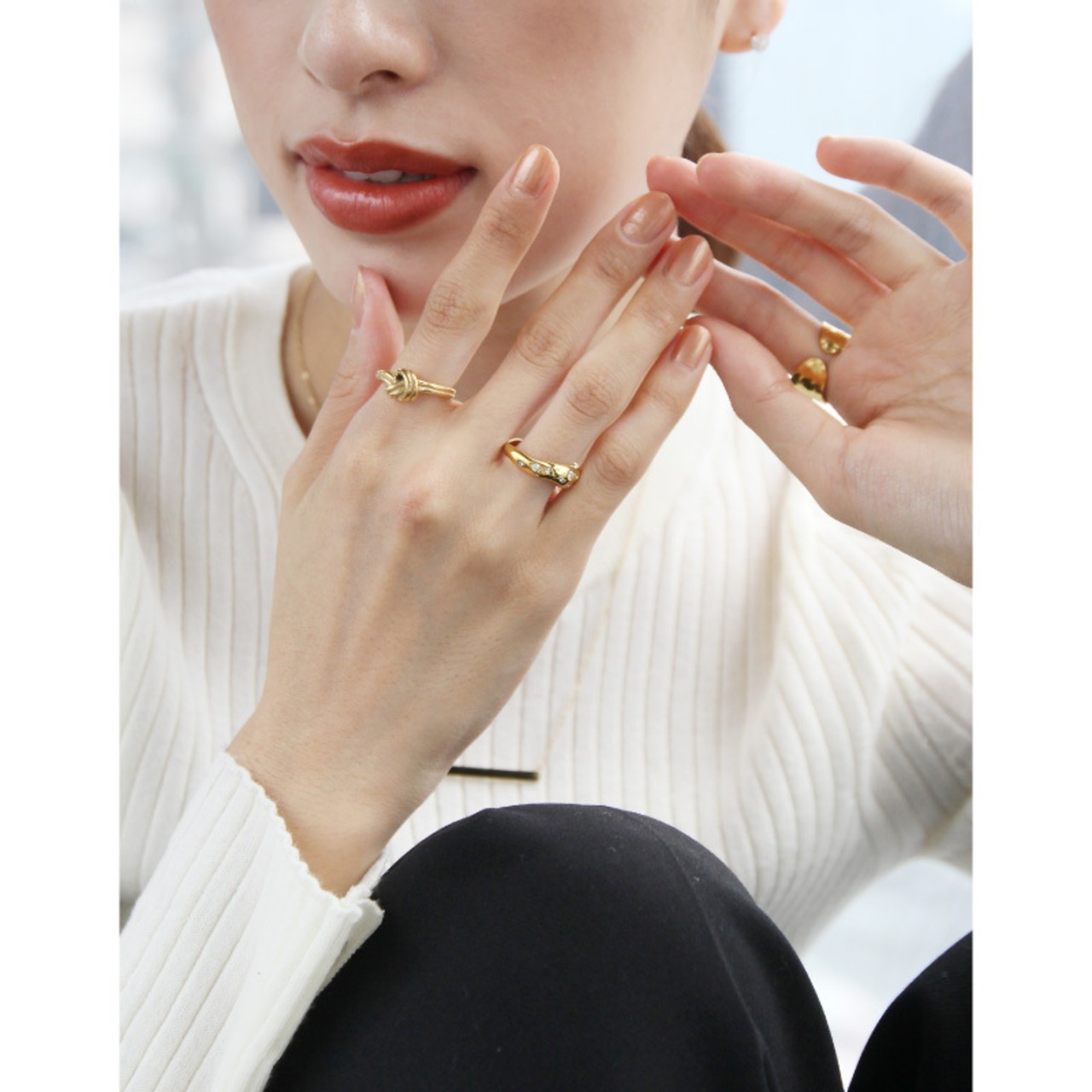 【ネコポス便】リング ニュアンスデザインリング 指輪 金属アレルギー ステンレス　1920