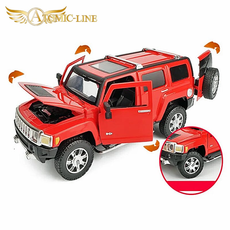 ハマー H3 1/24 ミニカー 全2色 ライト点灯 サウンド 合金モデル 模型