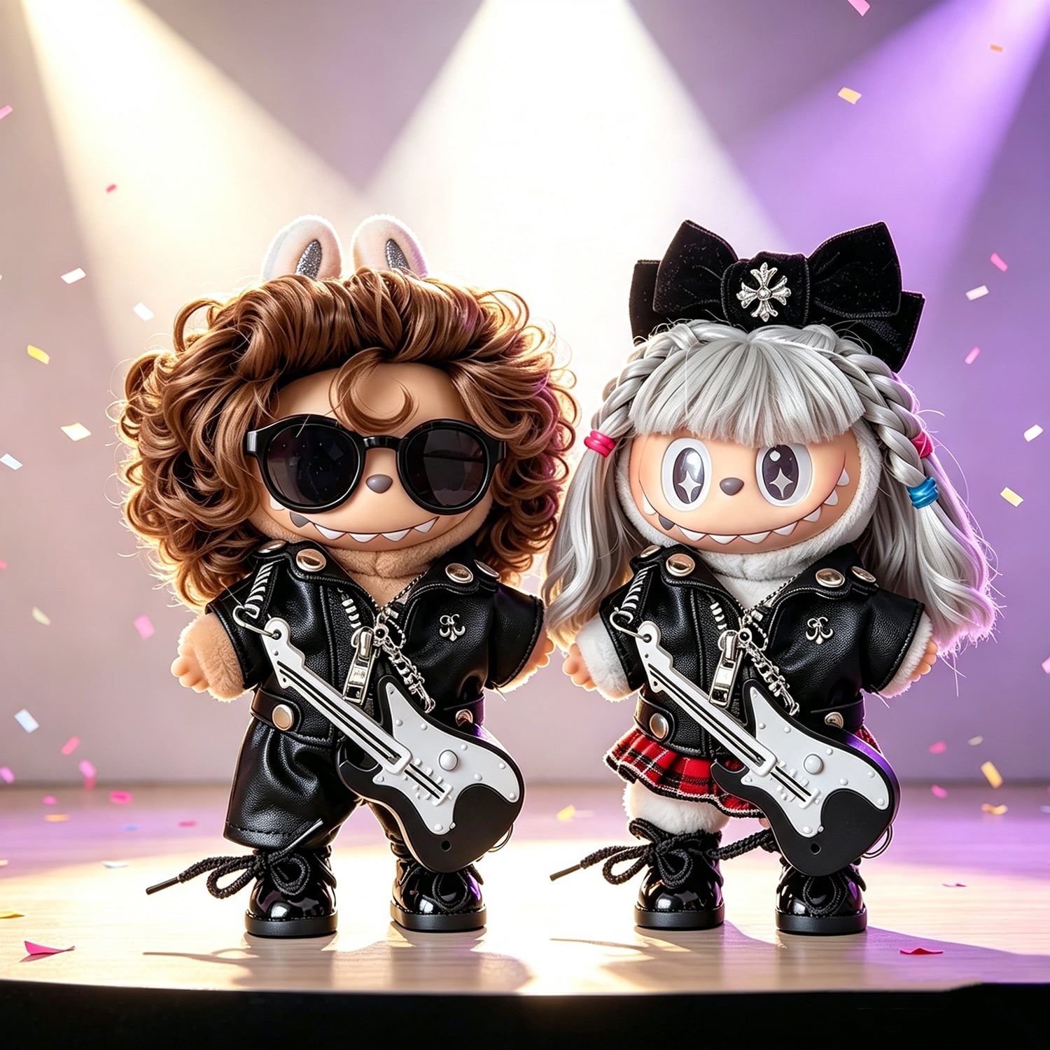 LABUBU 1〜3代用 ロック ジャケット+スカート/パンツ+ネックレス+靴+