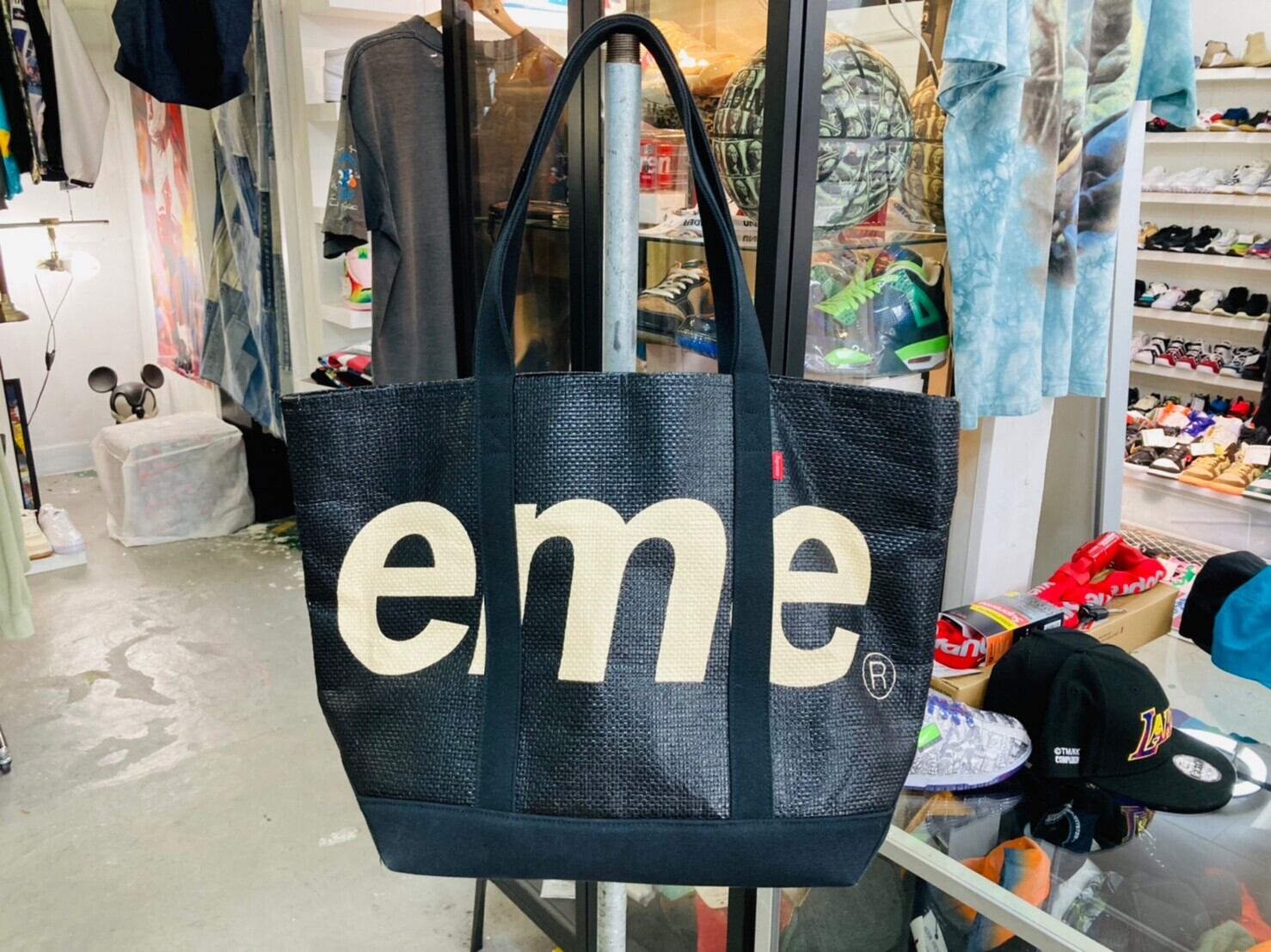 SUPREME 20SS RAFFIA TOTE BLACK 49016 | BRAND BUYERS OSAKA 