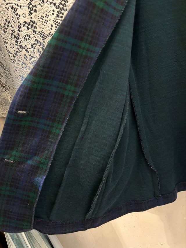80’s red × navy × green check wool jacket