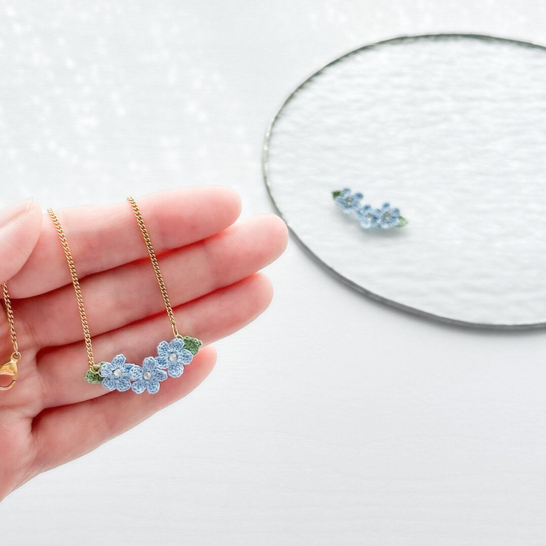 『 勿忘草(わすれなぐさ) 』ネックレス |サージカルステンレス|14kgf|誕生日|