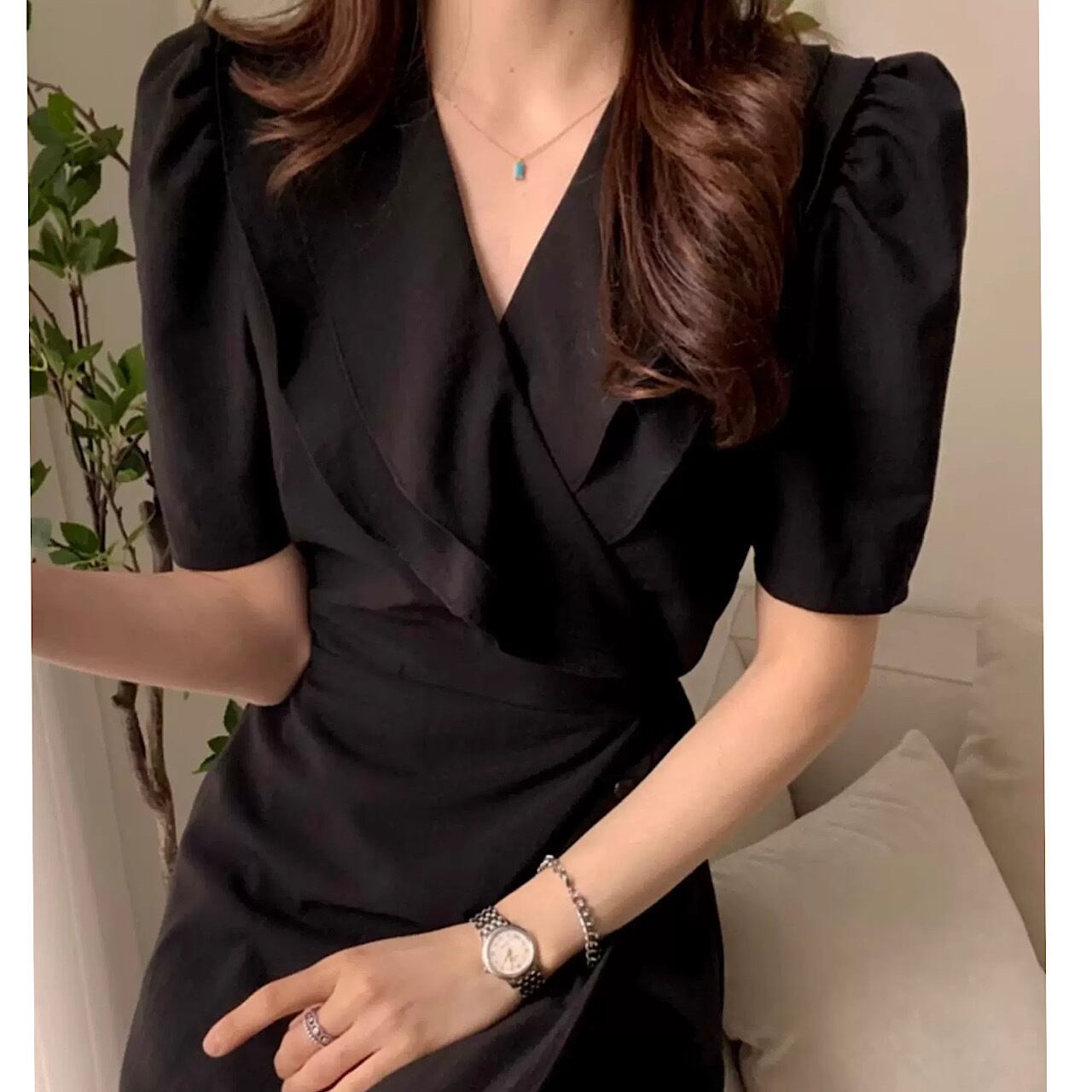 フリルカラーデザイン ワンピース YH9226