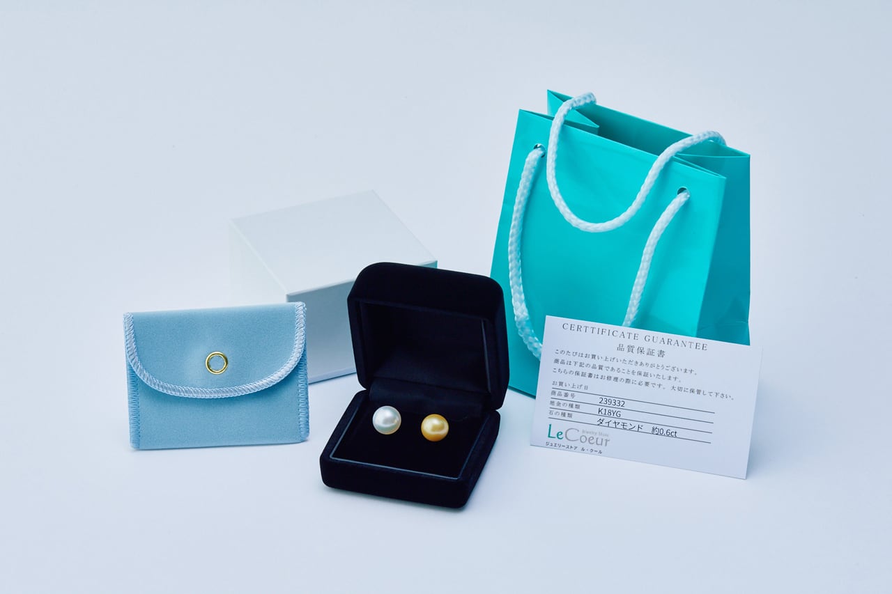 中村江里子セレクト ゴールド×ホワイト 大玉南洋真珠ダブルフェイス