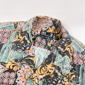 リネン混 DAKS LONDON ダックス ペイズリー×ボタニカル柄 デザイン 半袖 オープンカラーシャツ 柄シャツ M/マルチカラー メンズ