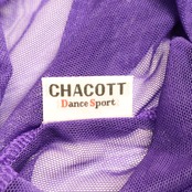 【美品 社交ダンス衣装】パープル Chacott チャコット ブラウス トップス 紫 レース 長袖 透け感 無地 レッスン 練習着